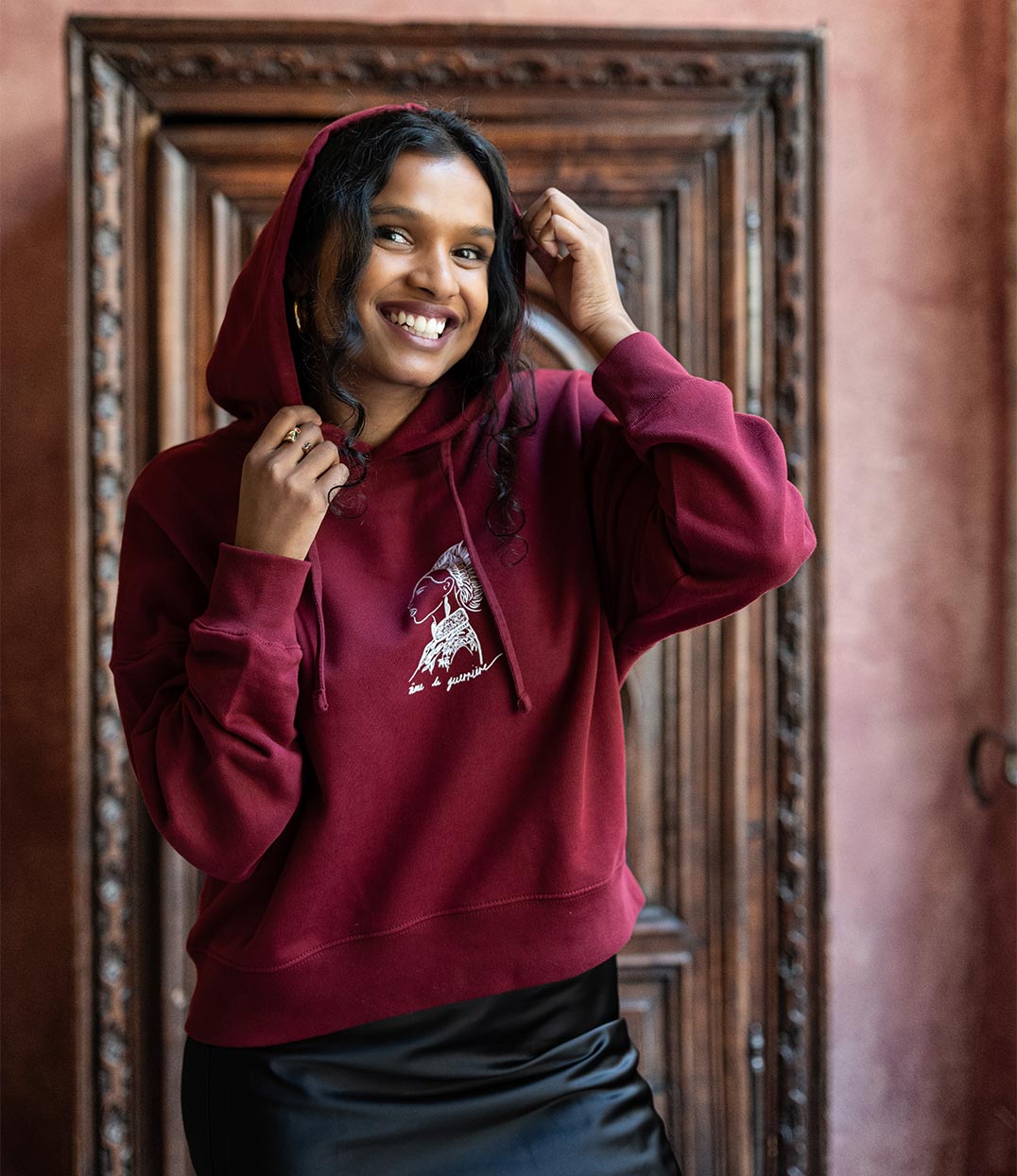Hoodie Benten Bordeaux, Coton Bio - Leonor Roversi