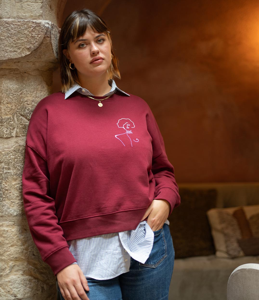 Sweat Klimt Bordeaux, Coton Bio - Leonor Roversi