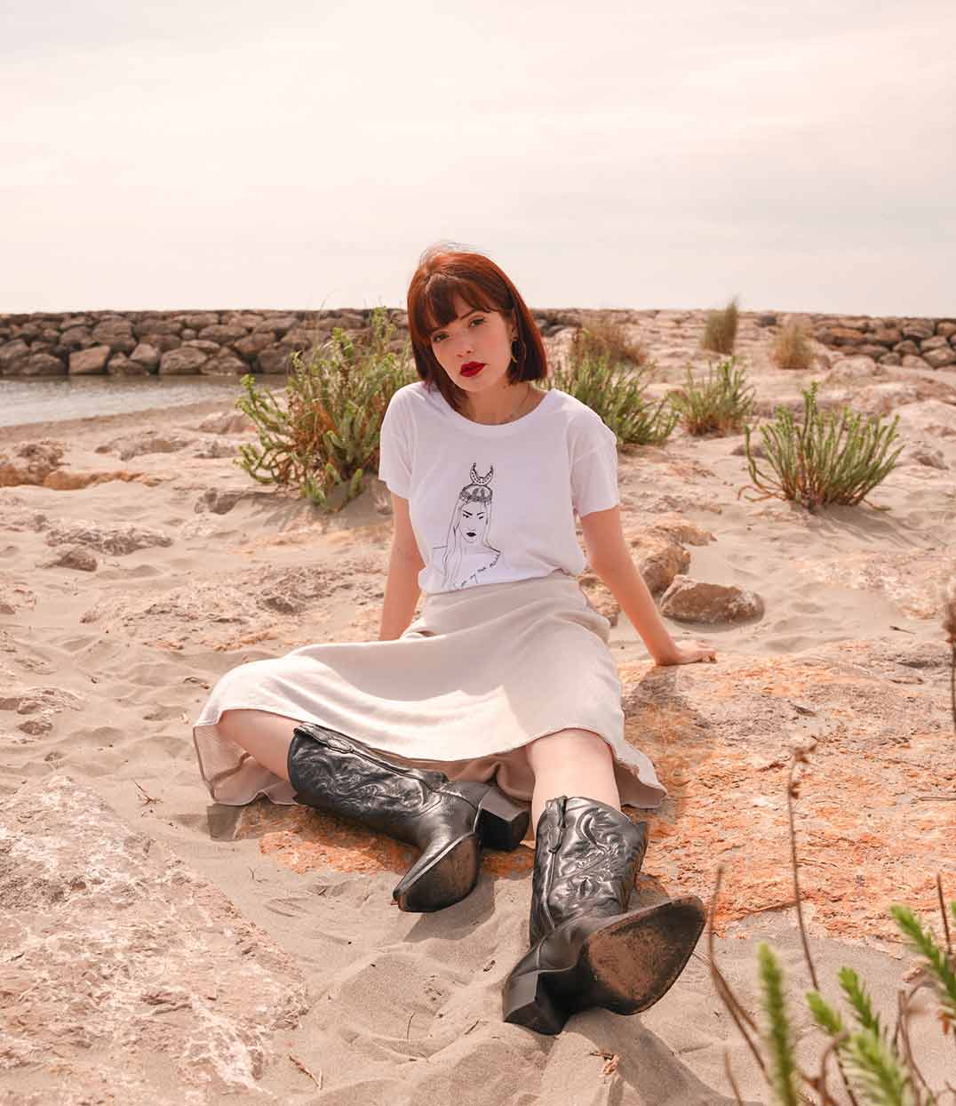 T-shirt Coyoqui Blanc, Coton Bio - Leonor Roversi