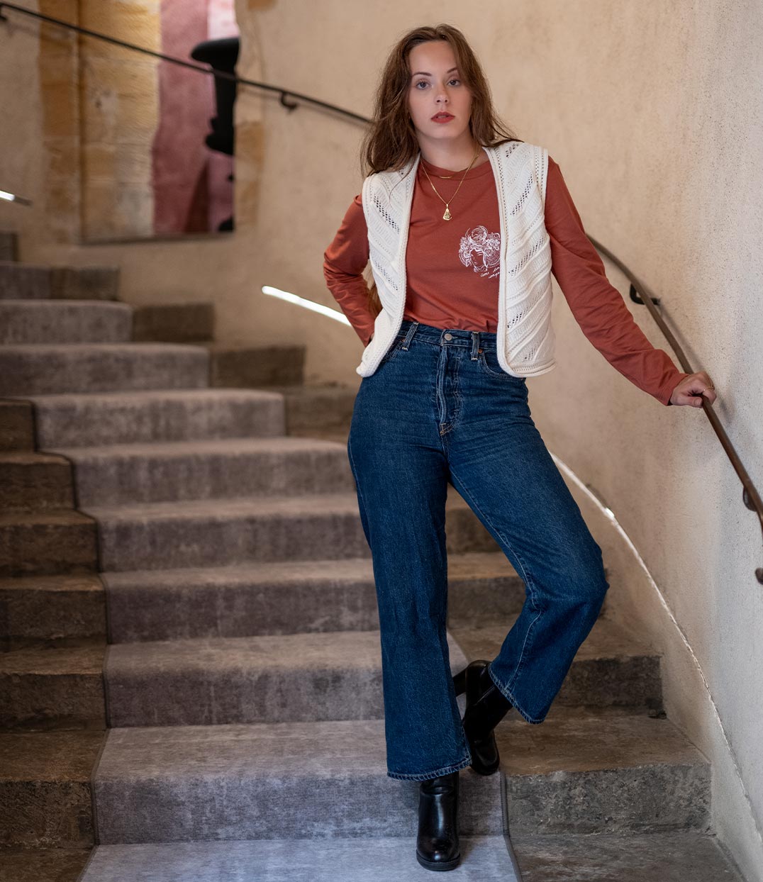 T-shirt manches longues Gozen Terra Cotta, Coton Bio - Leonor Roversi