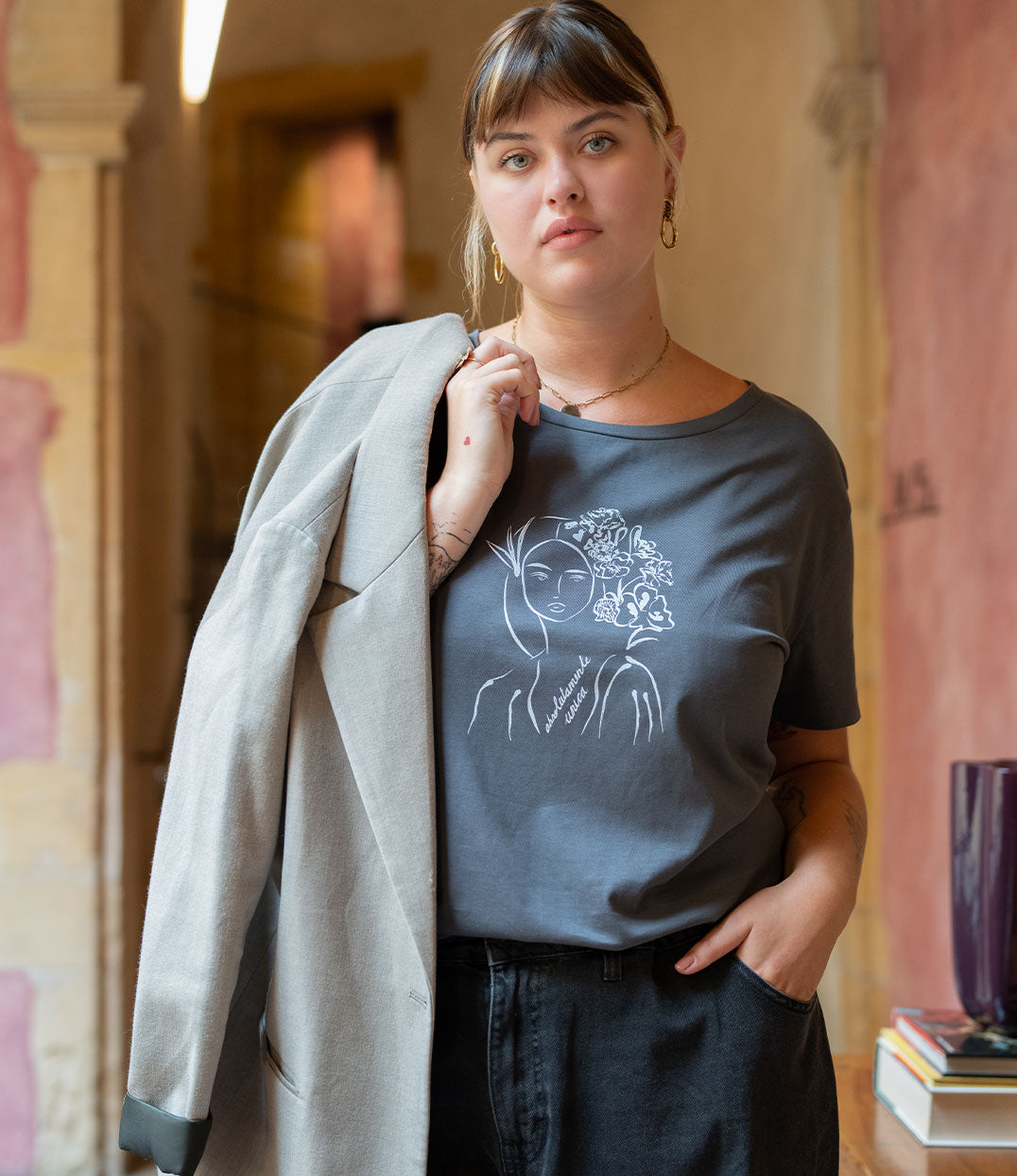 T-shirt Unica Gris, Coton Bio - Leonor Roversi