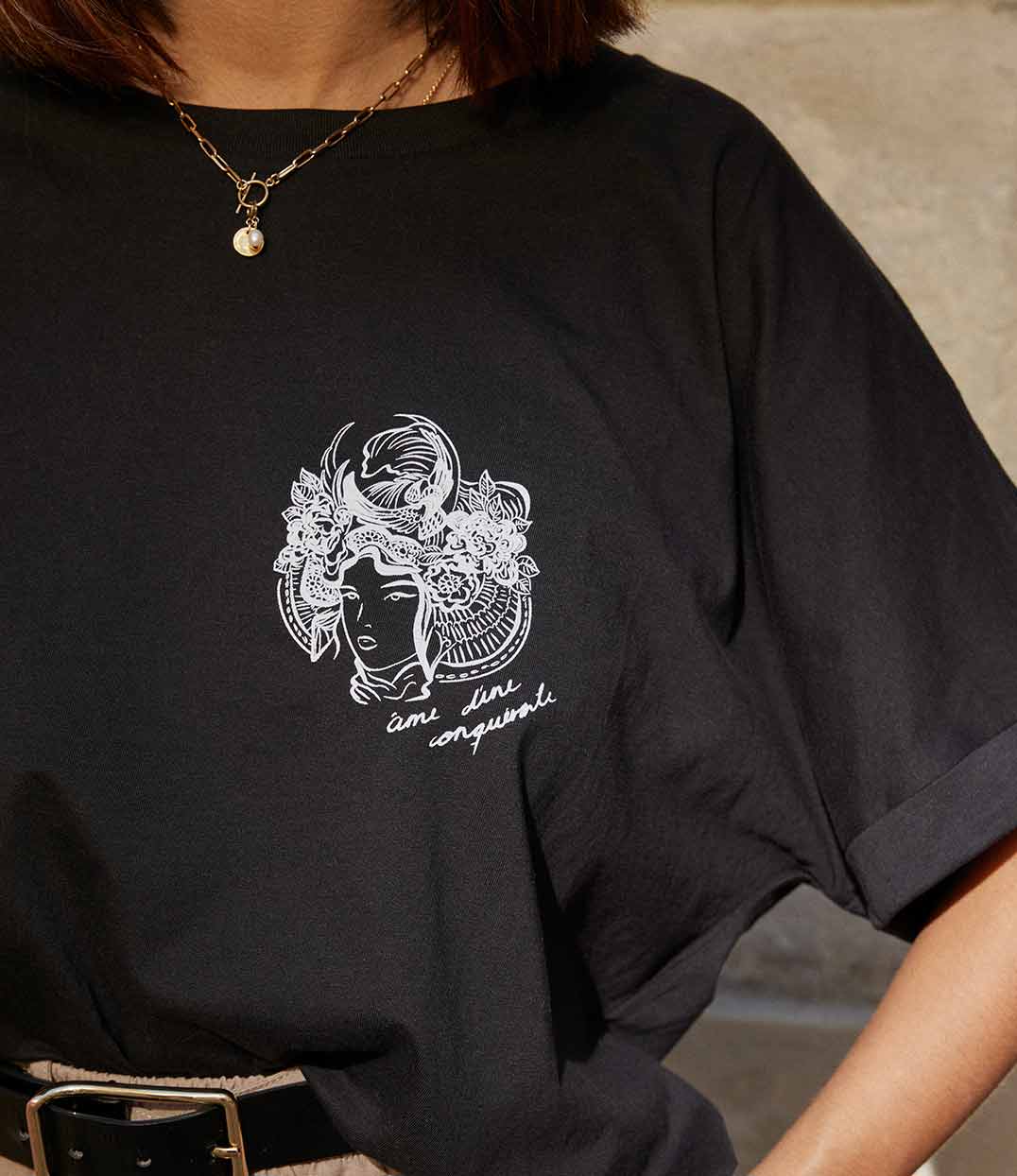 T-shirt Gozen Noir, Coton Bio - Leonor Roversi