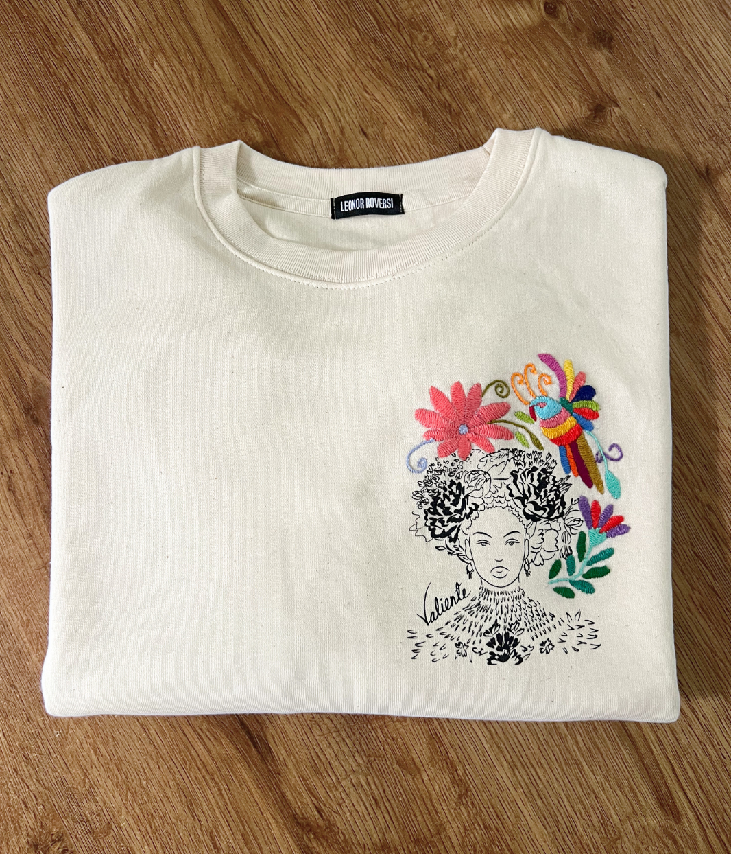 Collab Mexique Sweat Valiente Écru, Coton Bio - Leonor Roversi