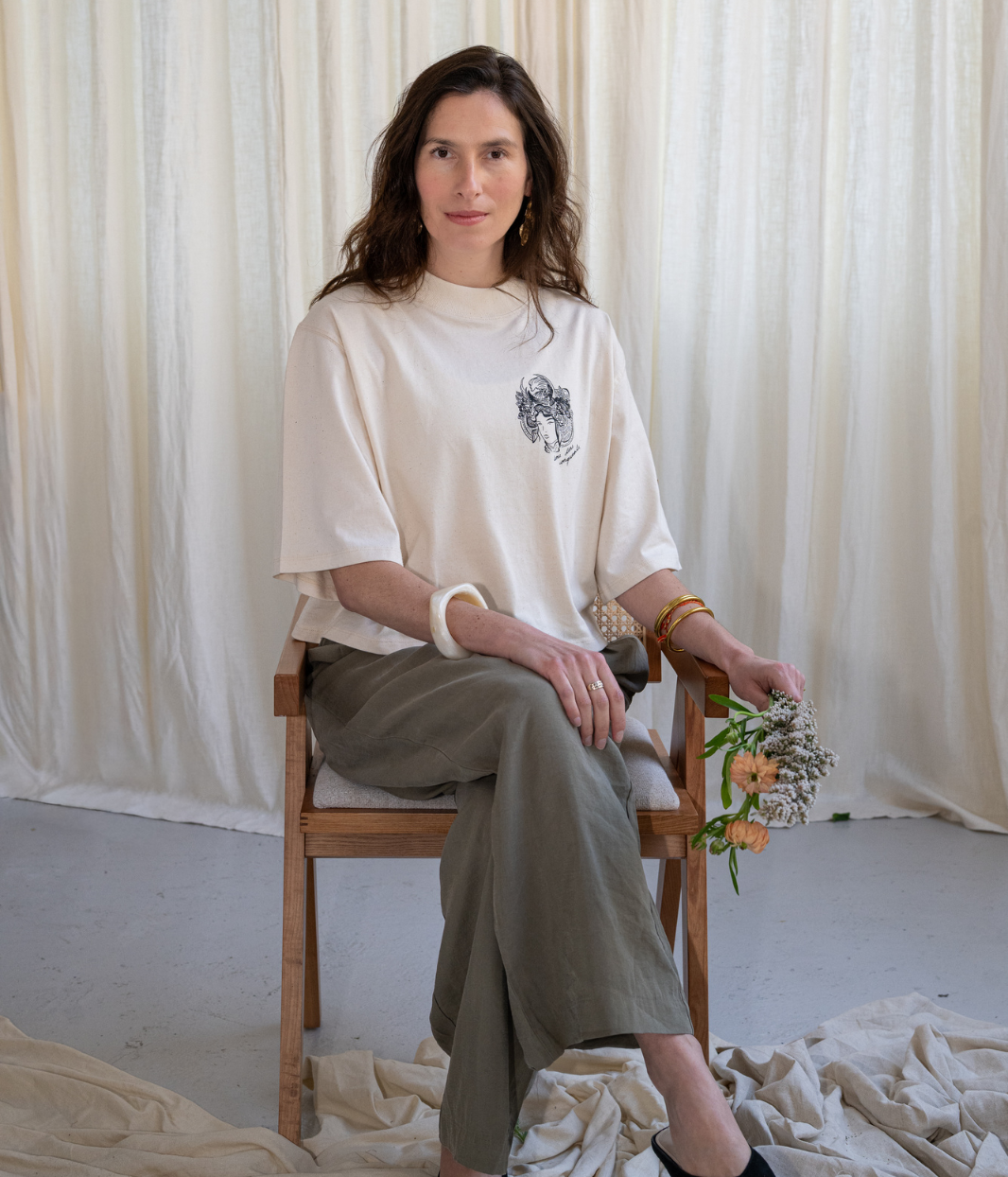 T-shirt Gozen écru, Coton Bio - Leonor Roversi