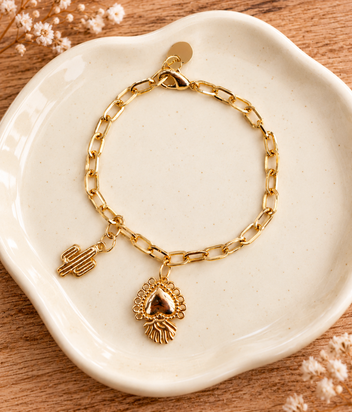 Bracelet charms personnalisable plaqué or