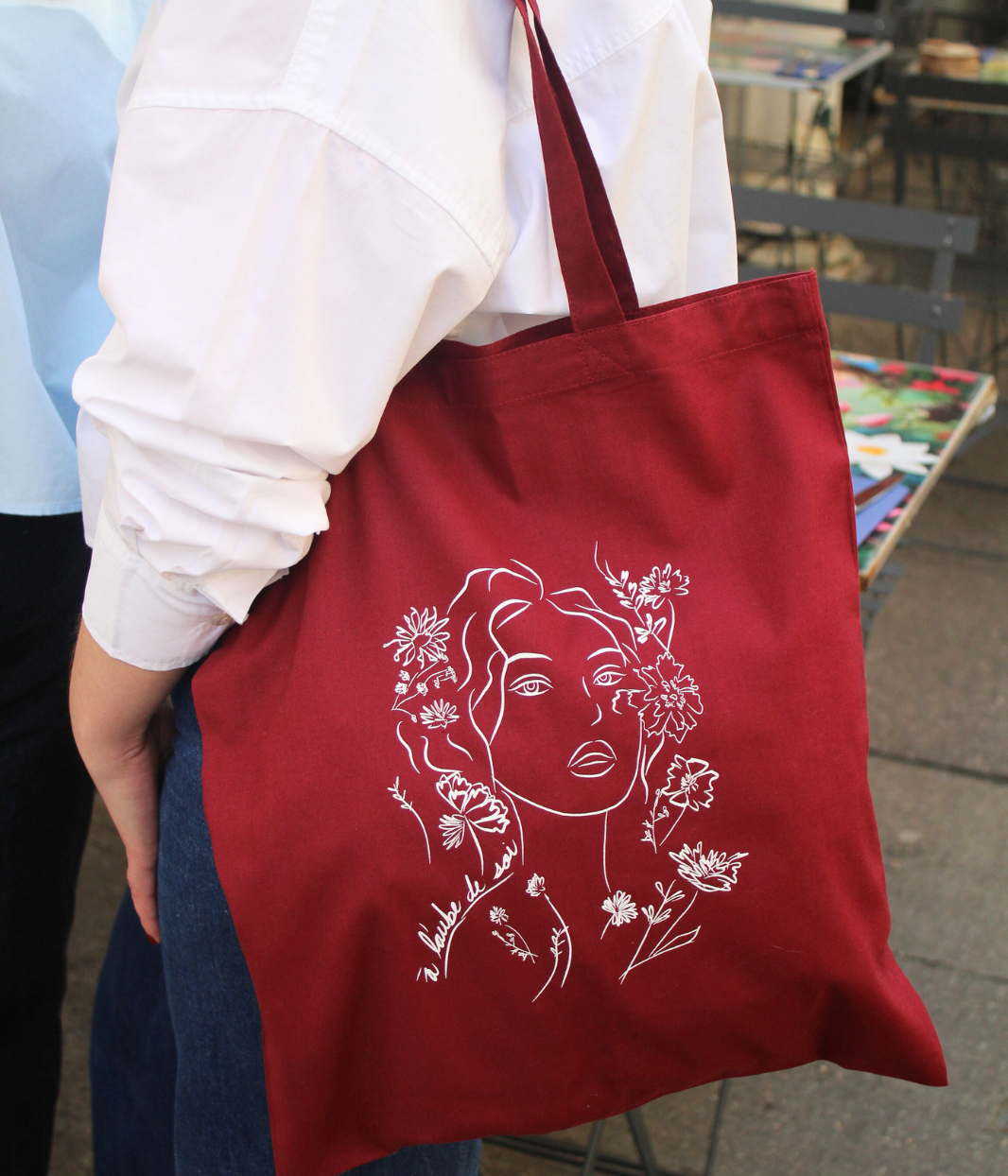 Tote Bag Aurora Bordeaux, Coton Bio - Leonor Roversi