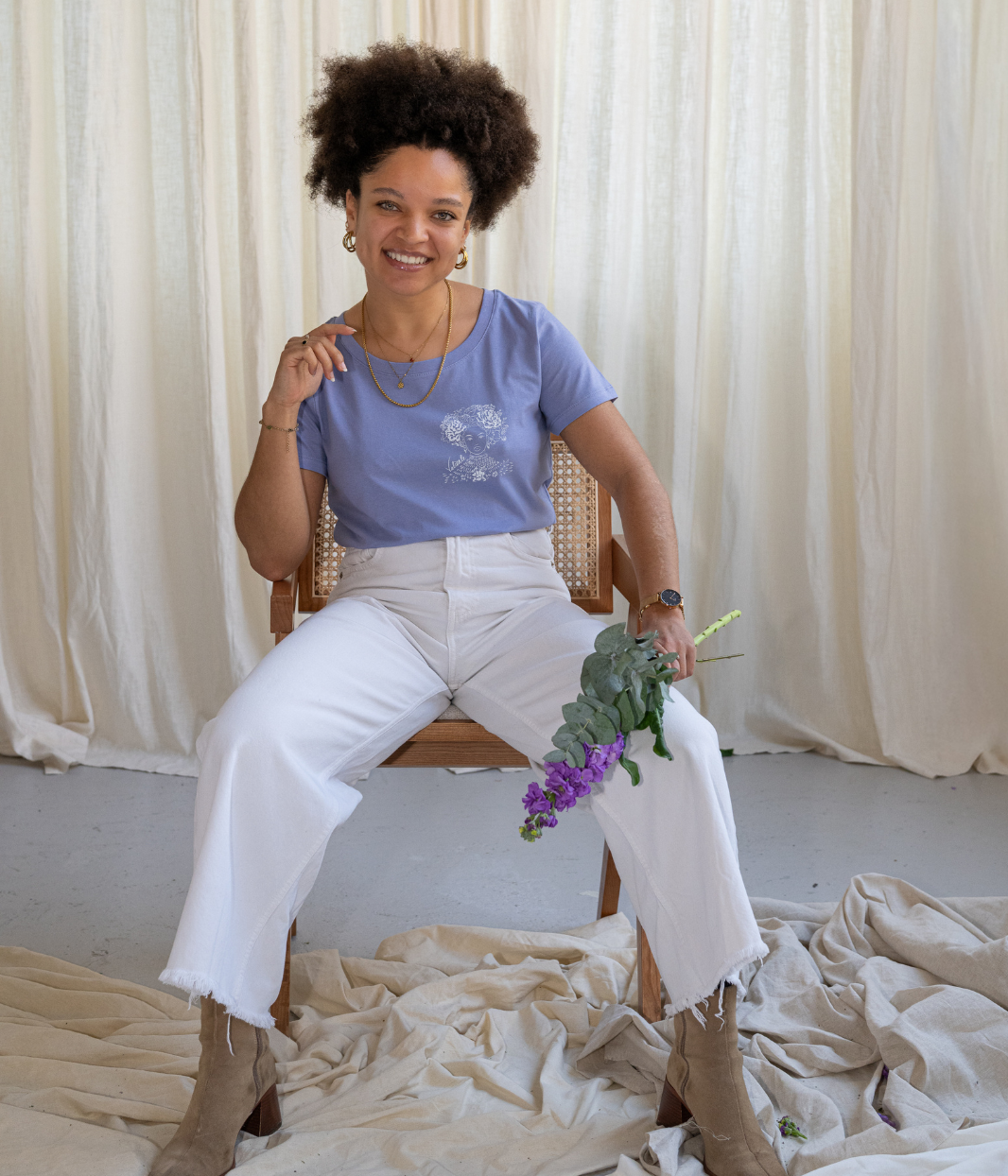 T-shirt Valiente Violet , Coton Bio - Leonor Roversi