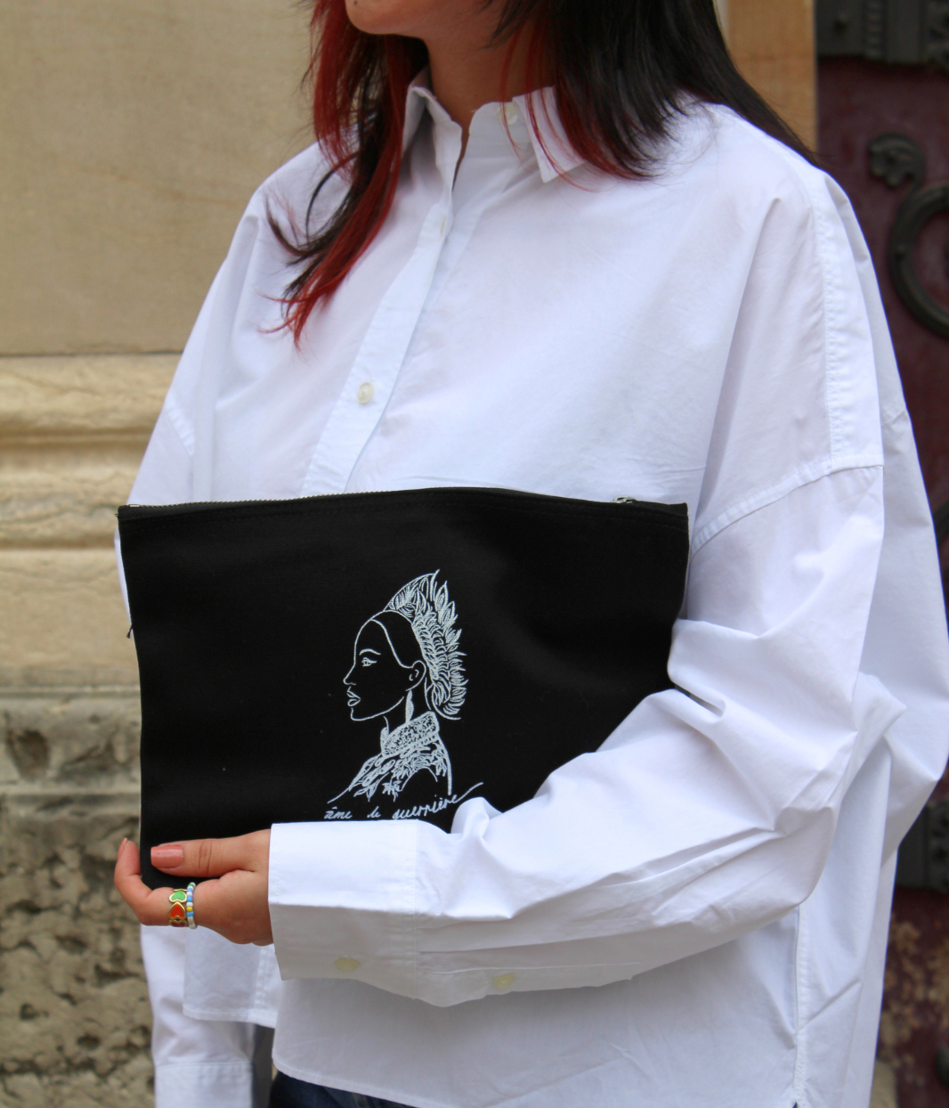 Moyenne Pochette Benten noir , Coton Bio - Leonor Roversi