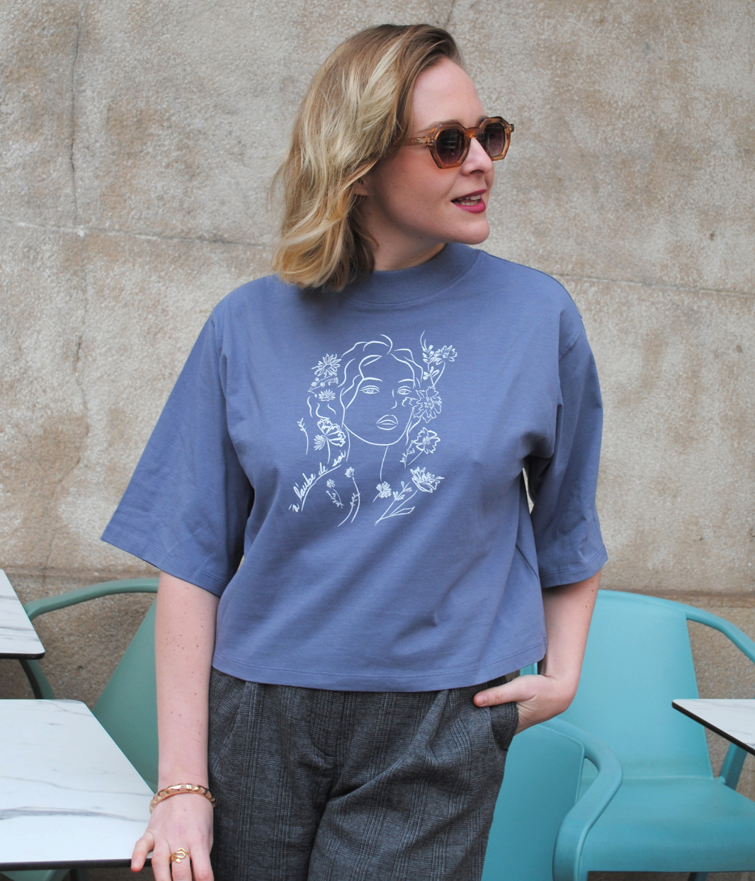 T-shirt Aurora Gris, Coton Bio - Leonor Roversi