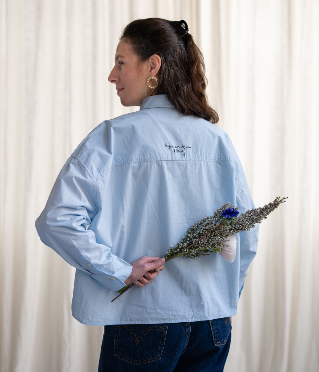 Chemise Sekhmet bleu, Coton Bio - Leonor Roversi