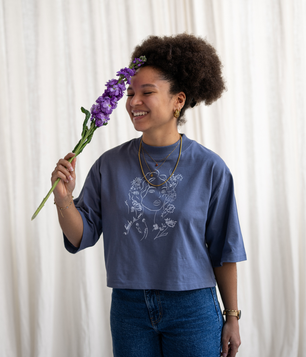 T-shirt Aurora Gris, Coton Bio - Leonor Roversi