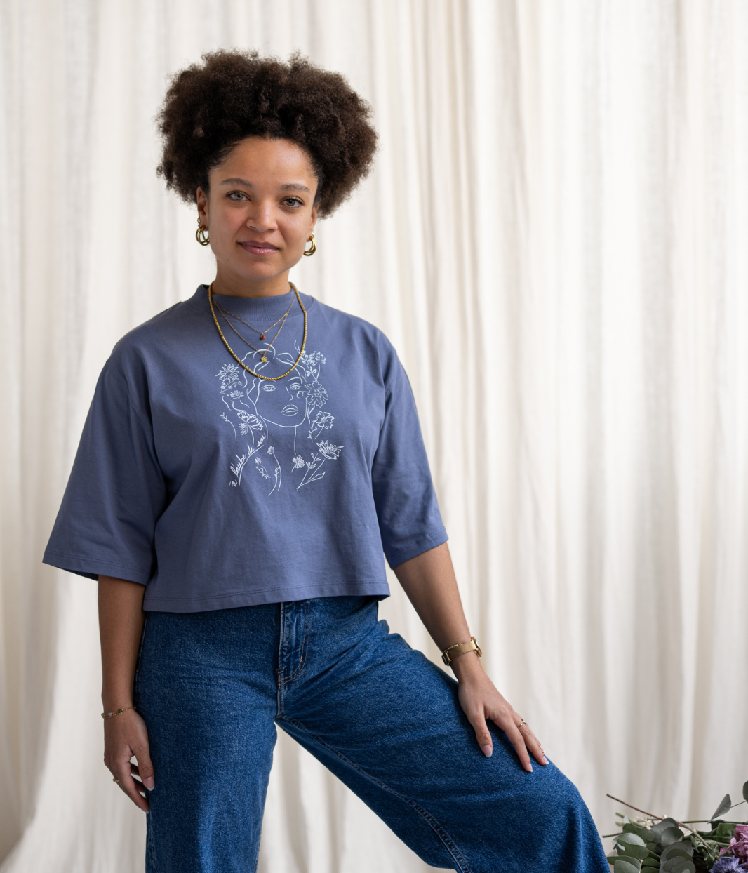 T-shirt Aurora Gris, Coton Bio - Leonor Roversi