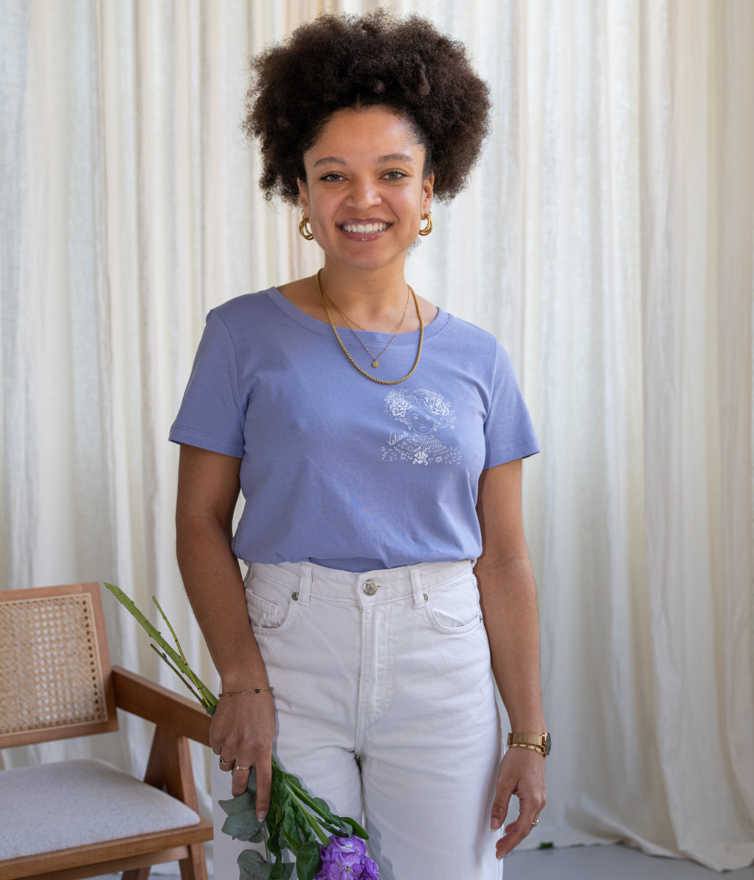 T-shirt Valiente Violet , Coton Bio - Leonor Roversi