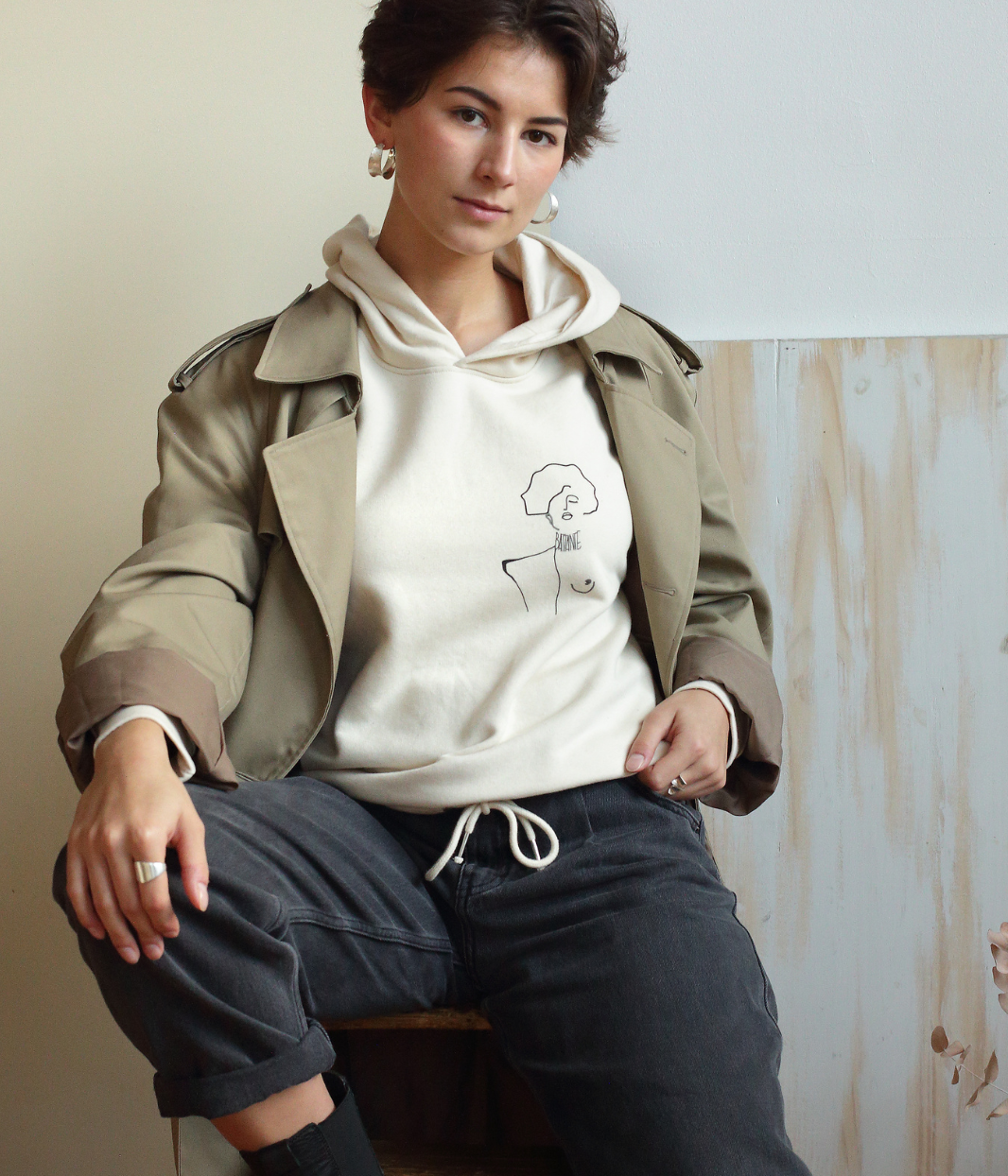 Hoodie lacet Klimt Naturel, Coton Bio