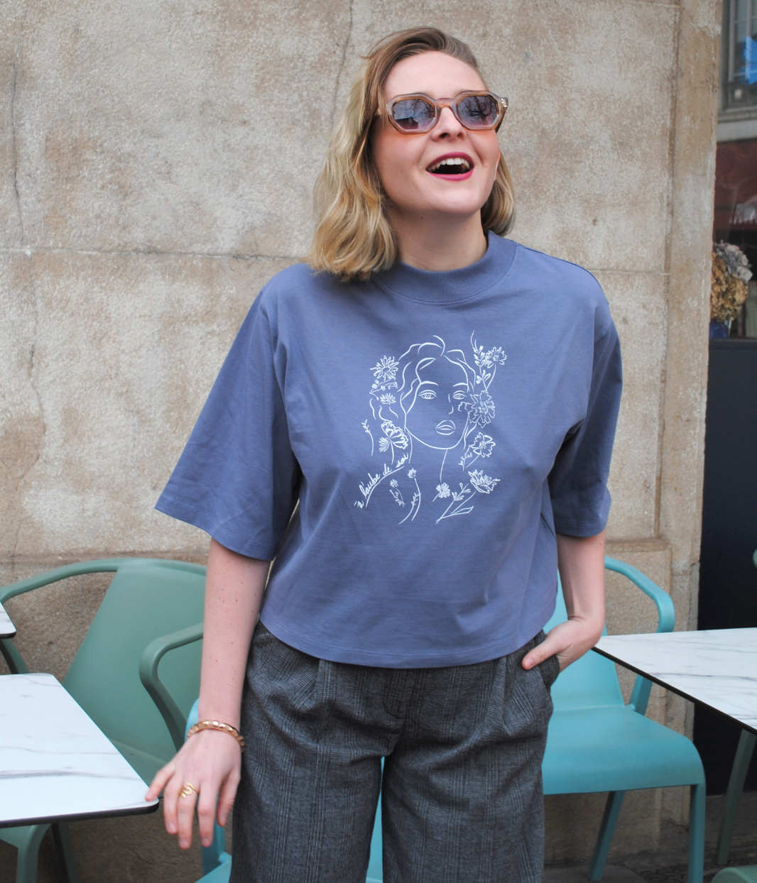T-shirt Aurora Gris, Coton Bio - Leonor Roversi