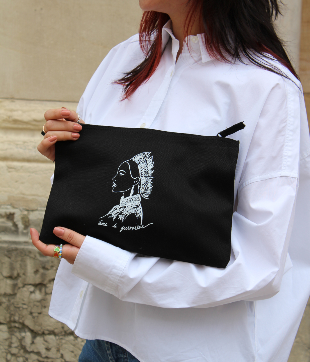 Moyenne Pochette Benten noir , Coton Bio - Leonor Roversi