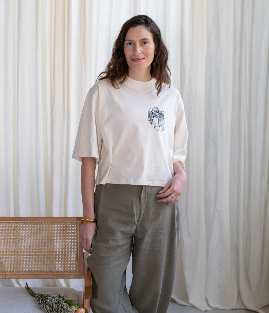 T-shirt Gozen écru, Coton Bio - Leonor Roversi