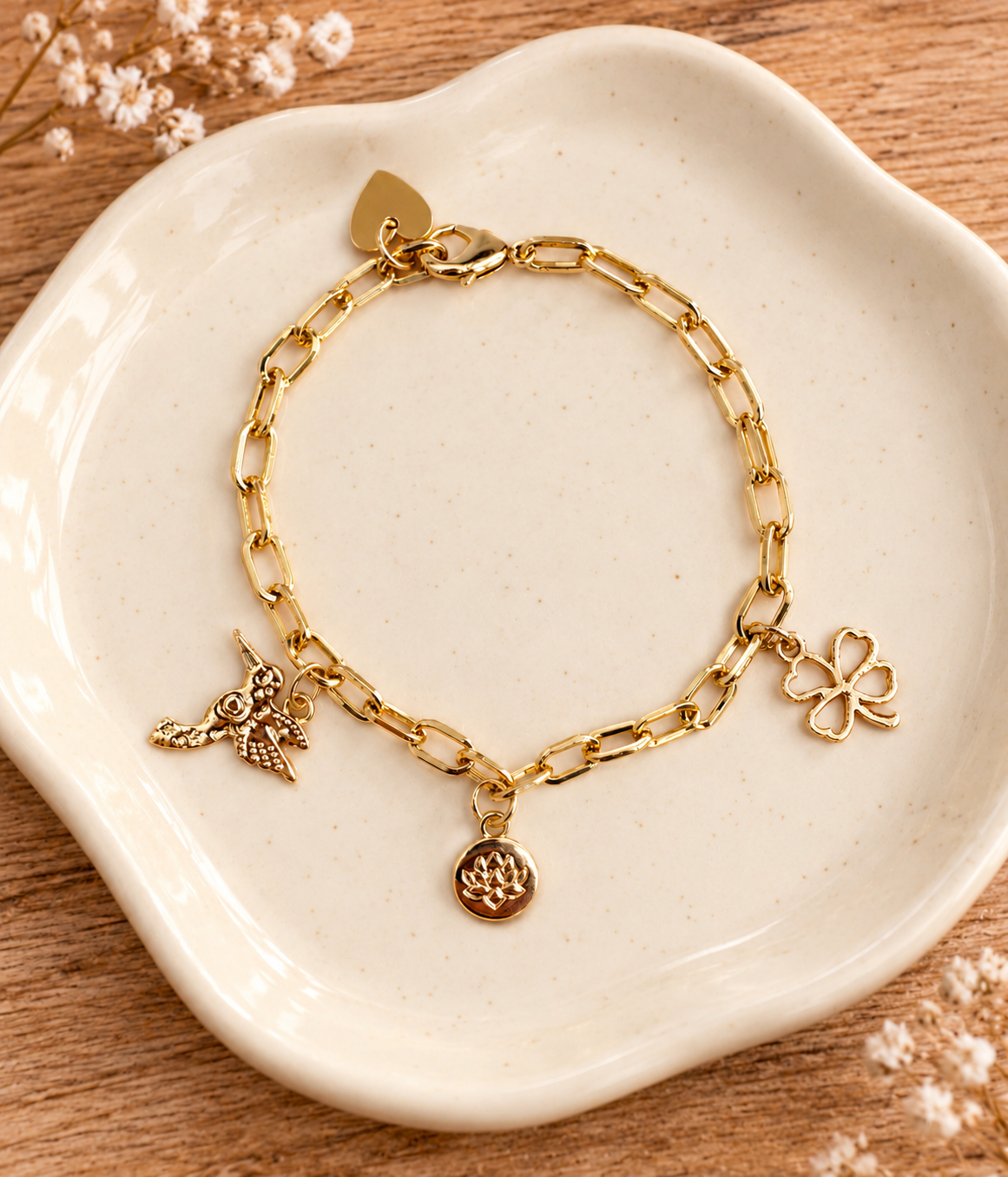 Bracelet charms personnalisable plaqué or