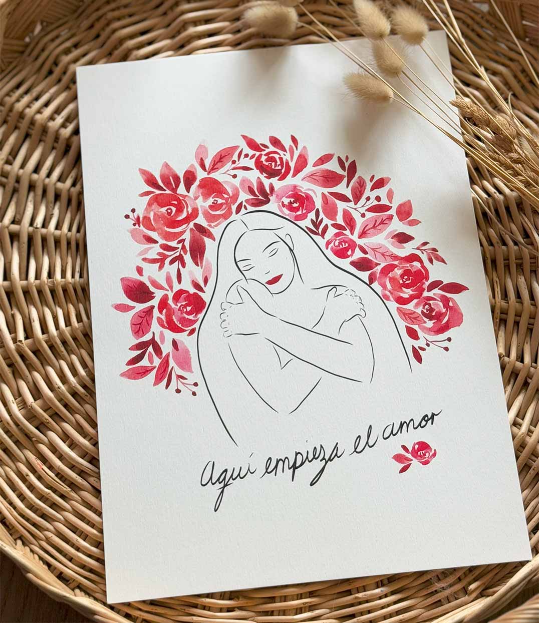 affiche de la marque leonor roversi représentant un dessin sur l'amour de soi, une collaboration avec l'illustratrice Aby