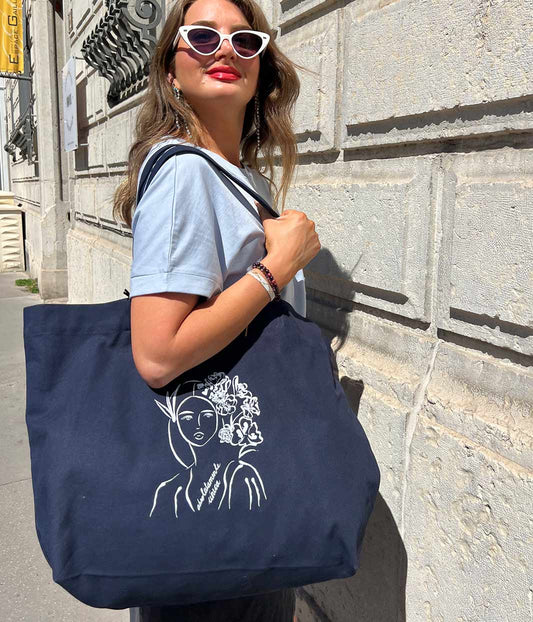 Cabas Unica Bleu, Coton Bio