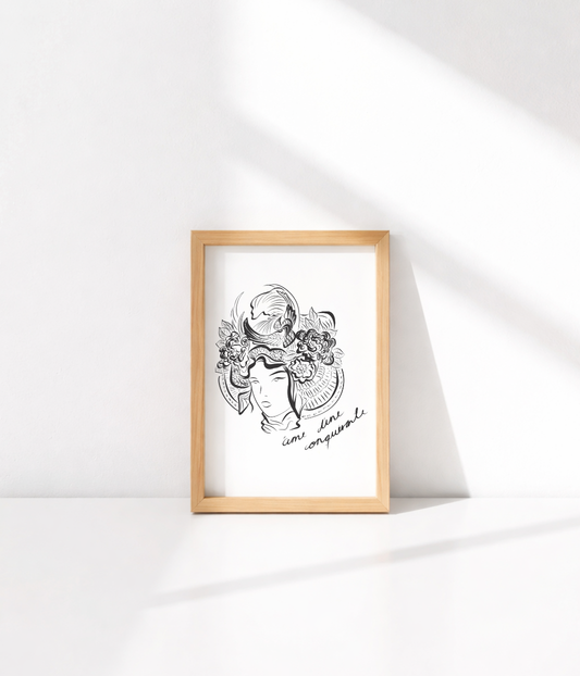 Carte postale de Gozen, la plus grande des samouraïs, incarne l’âme d’une conquérante. Cette affiche nous rappelle que nous sommes nos propres combattantes, capitaines de nos âmes, libres et puissantes.
Créée par Leonor Roversi, marque engagée et éco-responsable, cette illustration féminine célèbre le courage, la détermination et la force intérieure.

