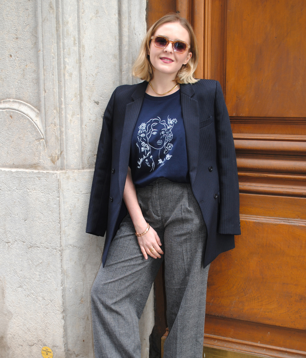 T-shirt Aurora Bleu, Coton Bio - Leonor Roversi