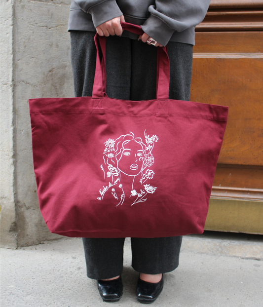 Cabas Aurora Bordeaux, Coton Bio - Leonor Roversi