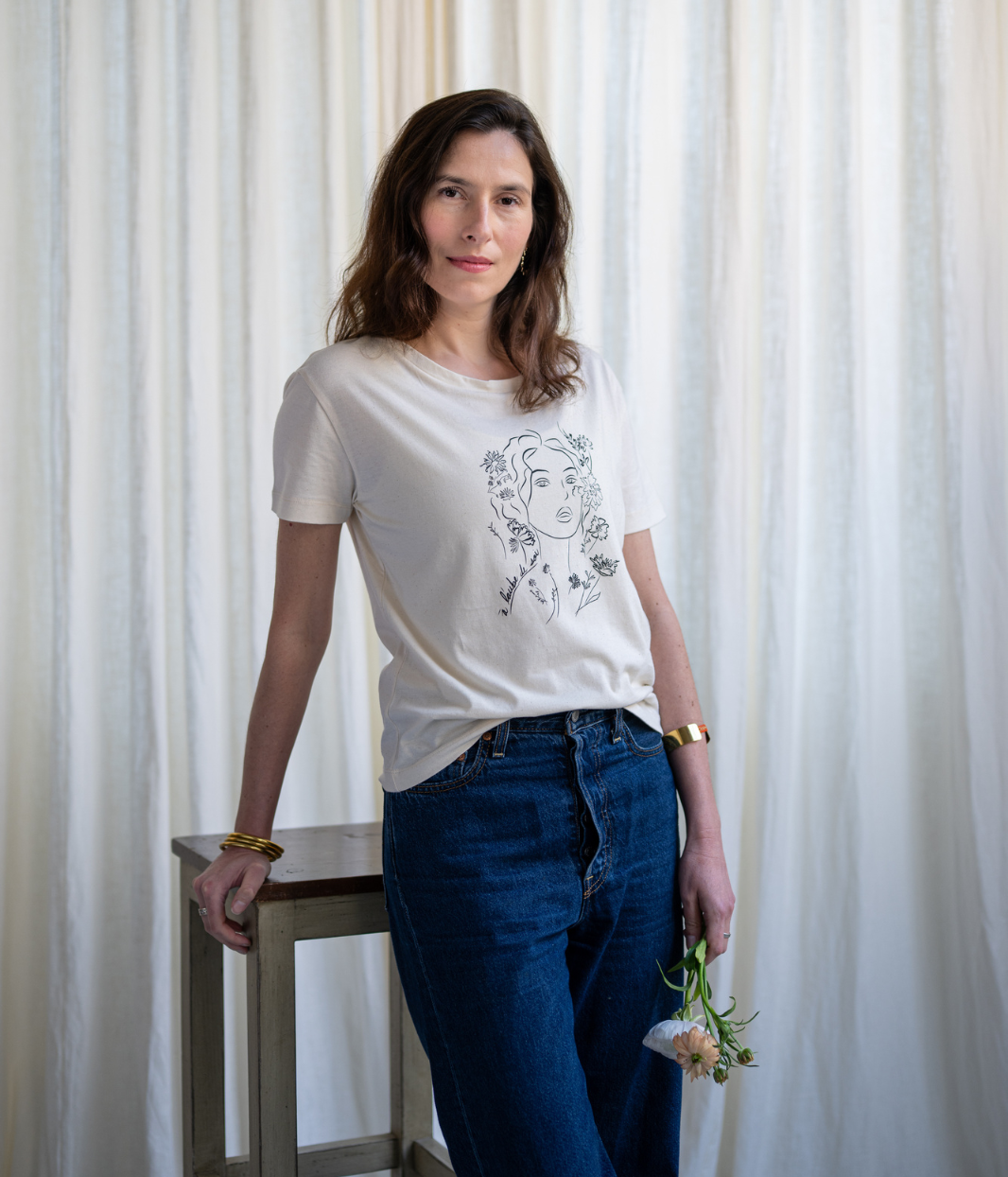 T-shirt Aurora Écru, Coton Bio - Leonor Roversi