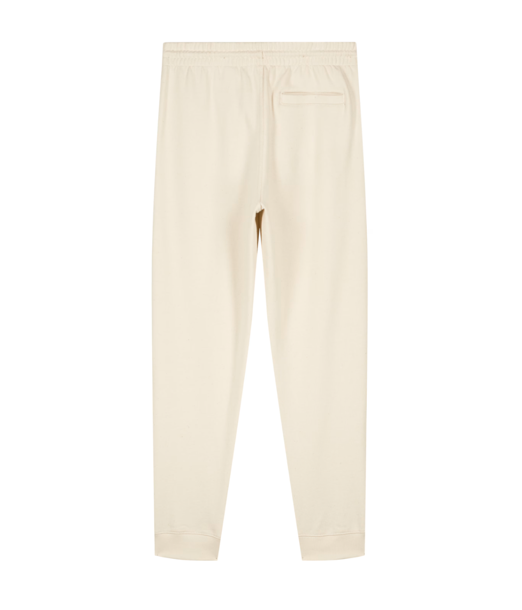 Mock-up d'un jogging pour femme en coton bio noir, imprimé blanc de l'inscription "be your own definition of beauty" à l'avant sur le côté. Modèle Sekhmet, conçu et imprimé à Lyon par la marque éthique Leonor Roversi
