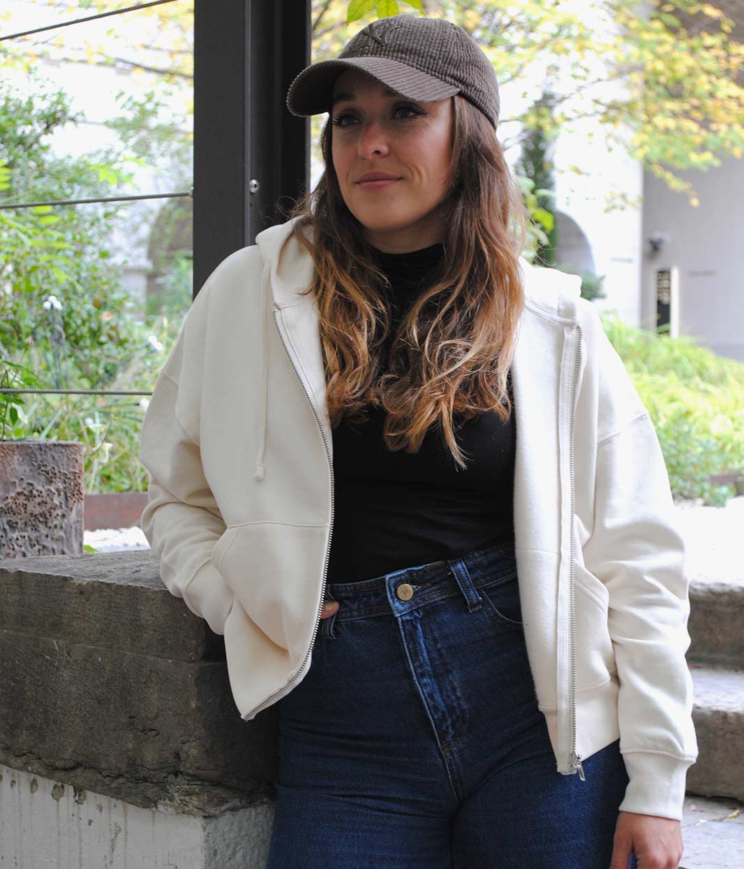 Sweat Zippé Aurora Écru, Coton bio