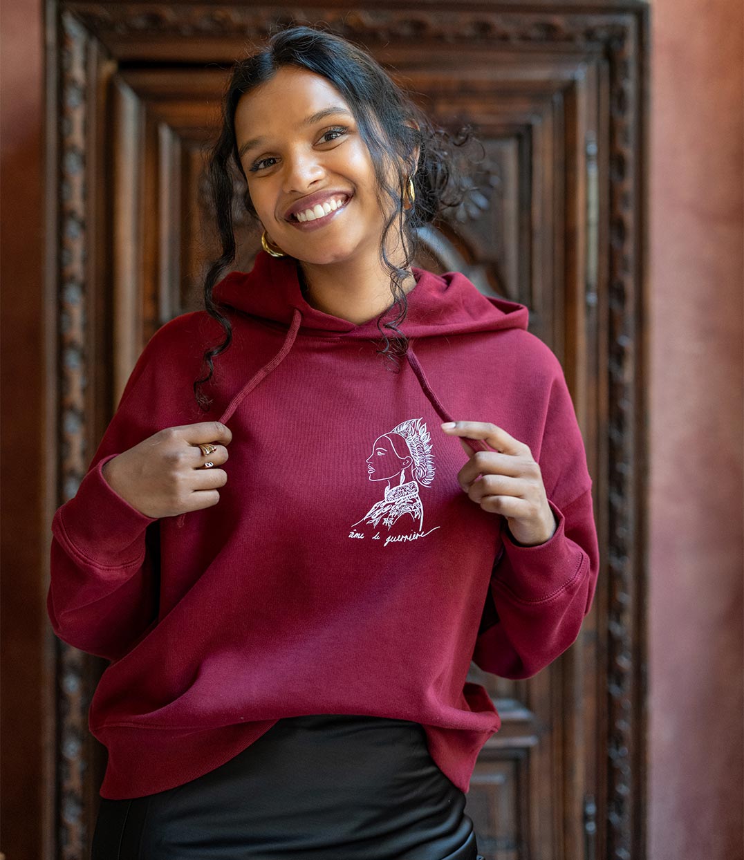 Hoodie Benten Bordeaux, Coton Bio - Leonor Roversi