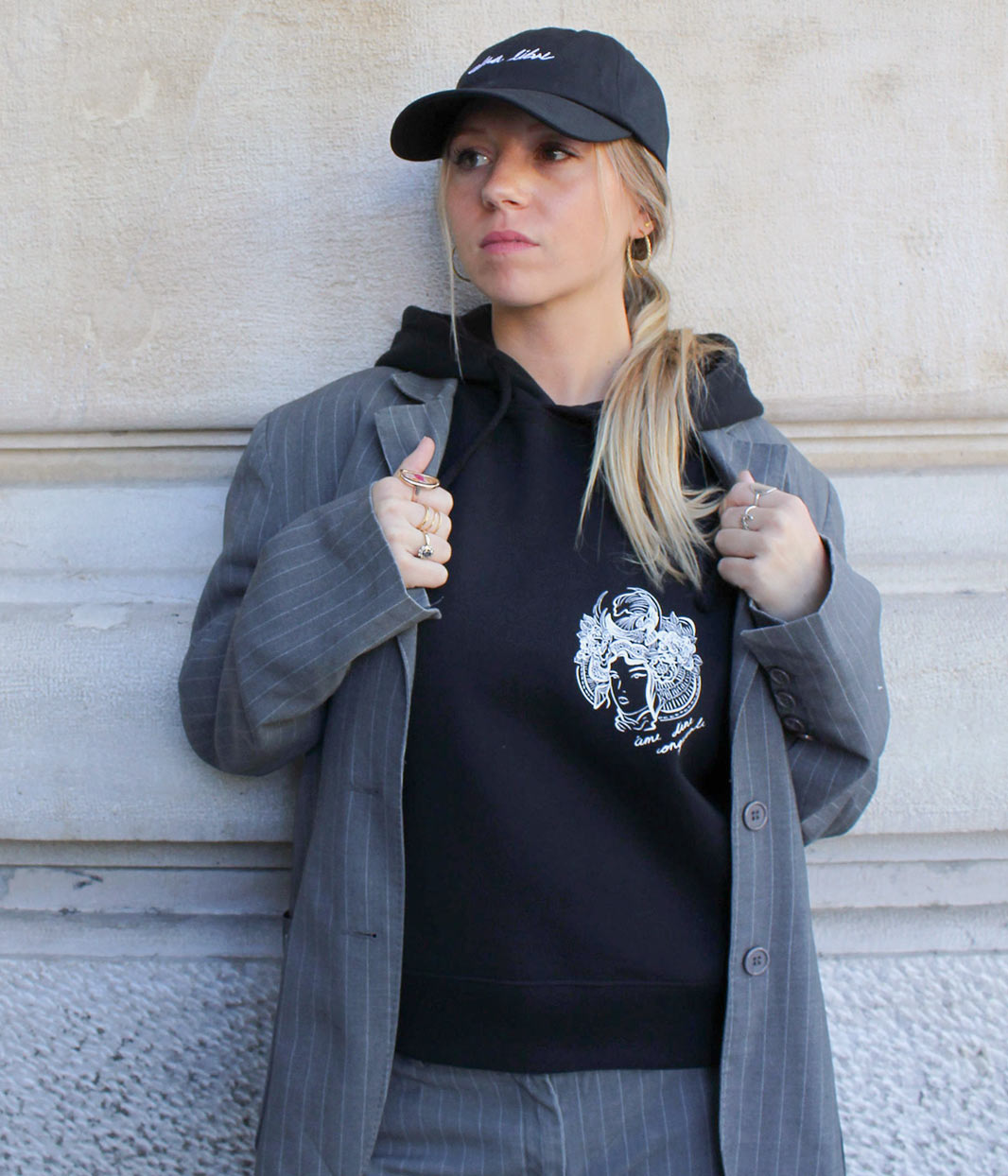 Hoodie Gozen Noir, Coton Bio
