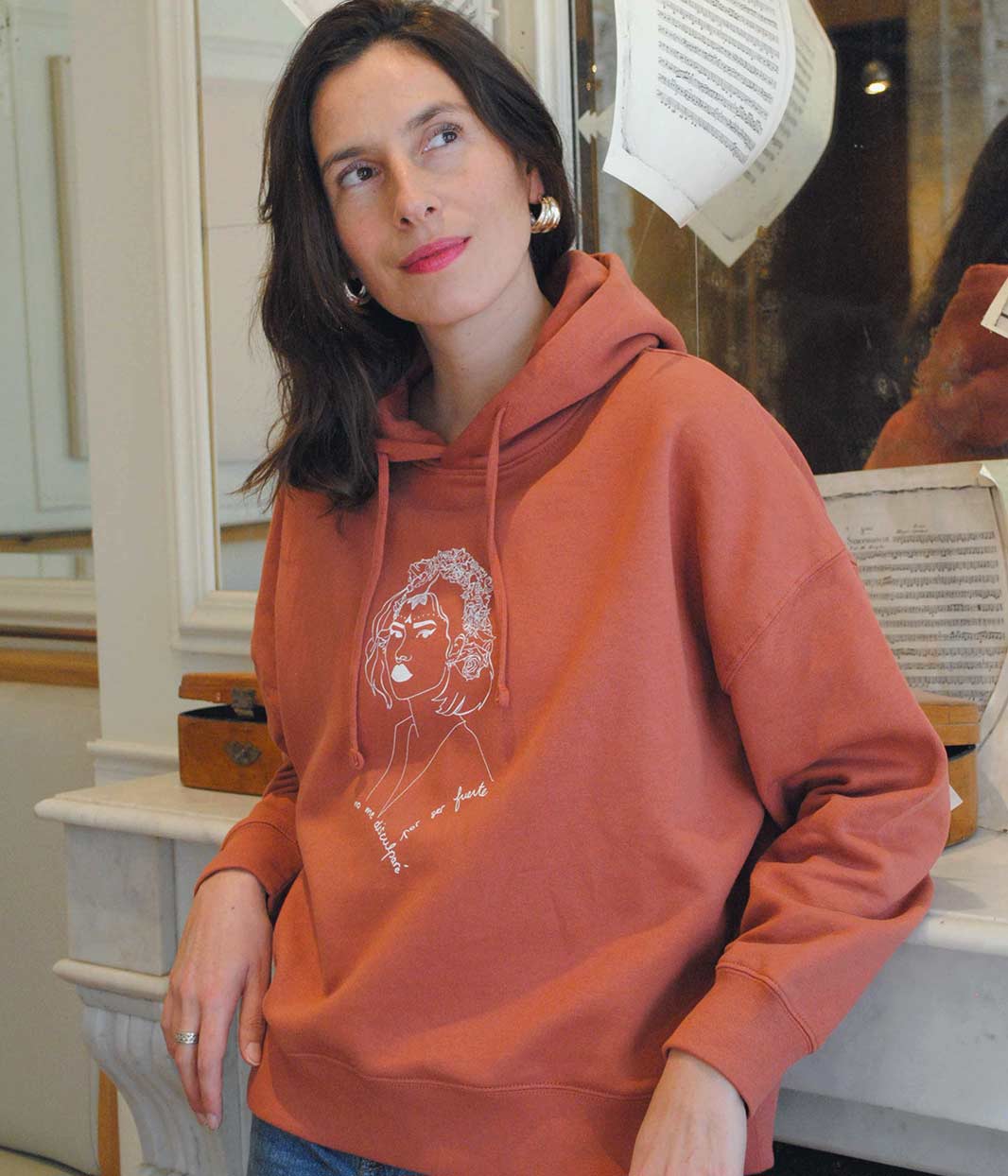 Hoodie Lupita Terra Cotta, Coton Bio - Leonor Roversi