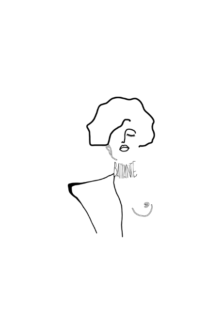 Illustration d'une femme forte avec l'inscription "battante". Modèle Klimt, conçu à Lyon par la marque éthique Leonor Roversi.