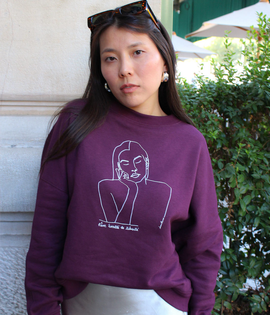 Sweat Thémis Prune, Coton Bio