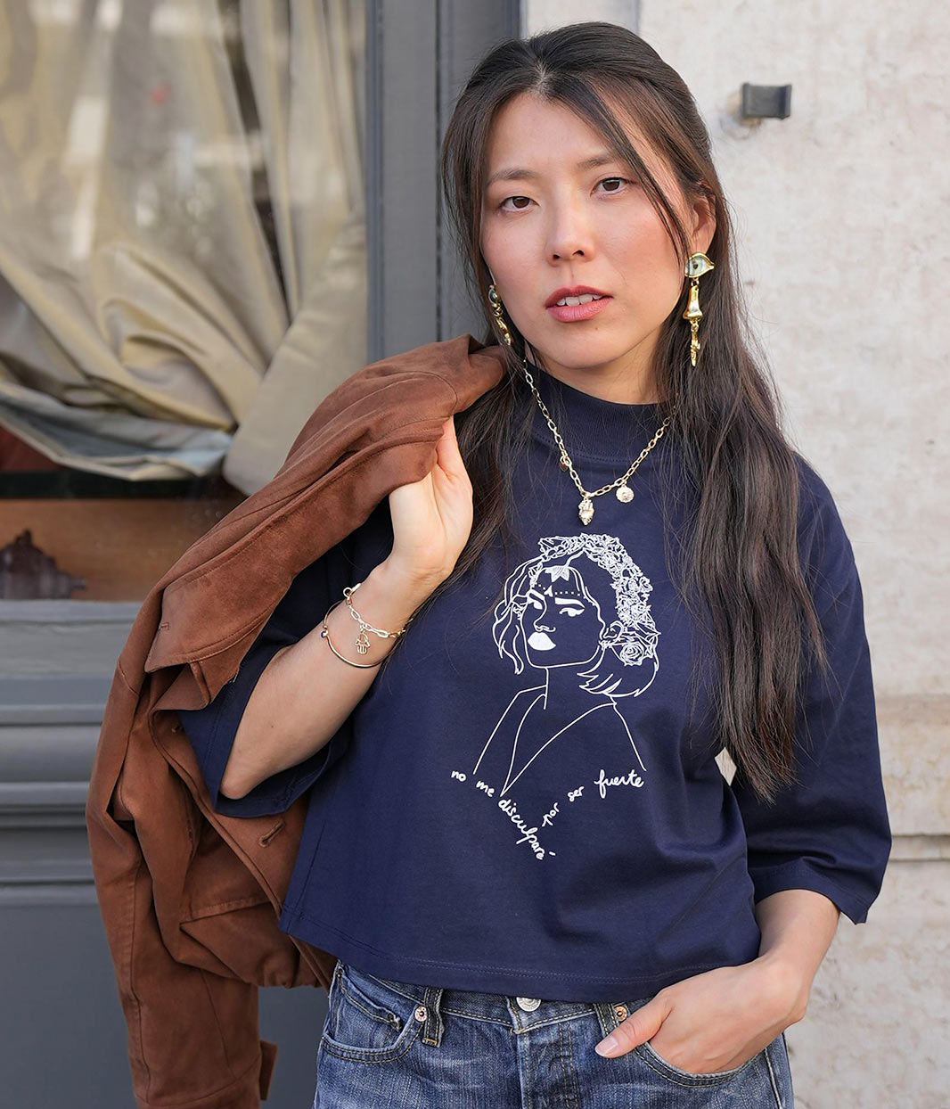 T-shirt Lupita Bleu Marine, Coton Bio