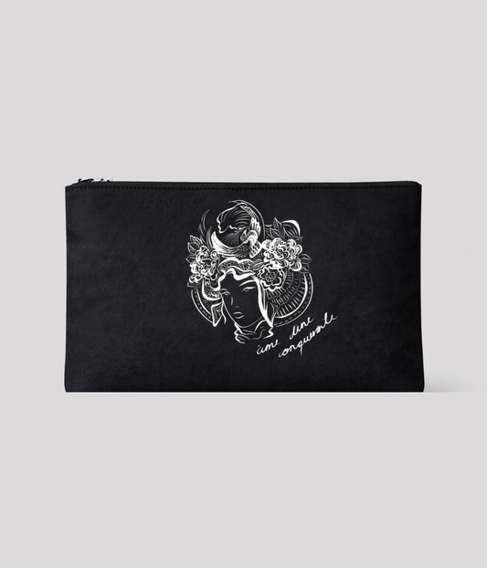 Pochette Leonor Roversi, marque engagée et éco-responsable, en coton bio certifié GOTS, format 28 x 20 cm avec fermeture zippée