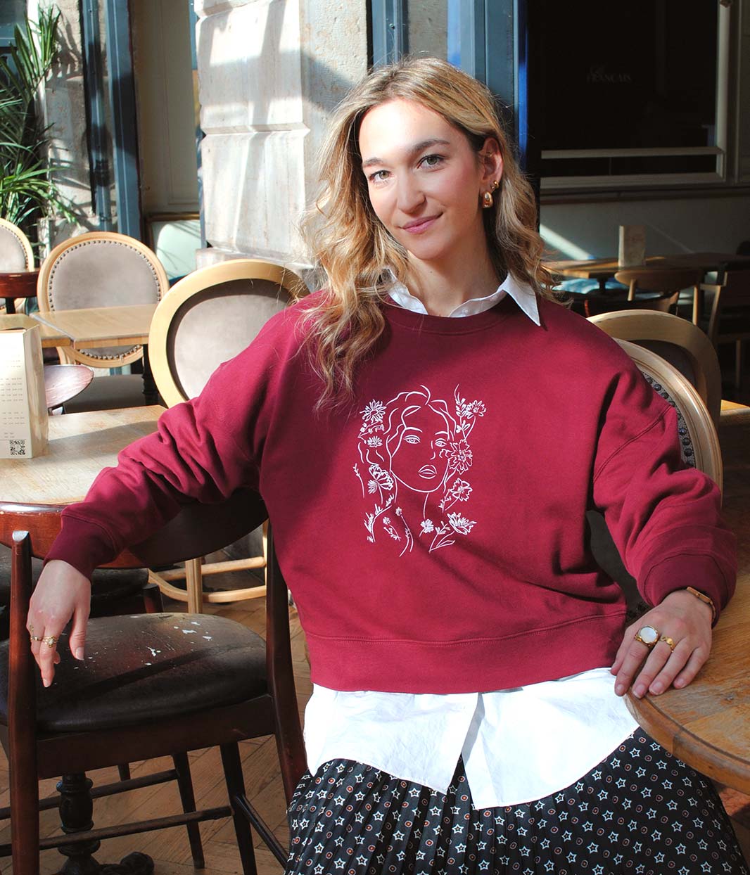 Sweat Aurora Bordeaux, Coton Bio