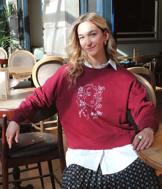 Sweat Aurora Bordeaux, Coton Bio