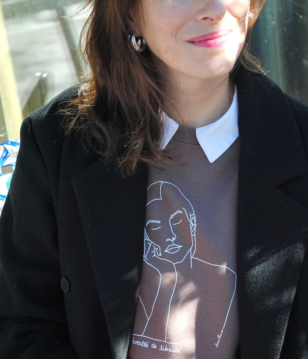 Sweat Thémis Marron, Coton Bio - Leonor Roversi