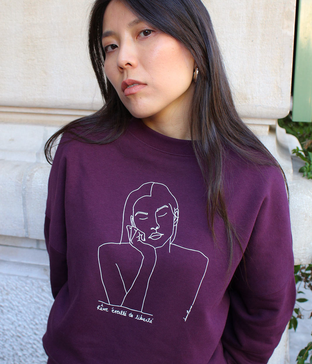 Sweat Thémis Prune, Coton Bio