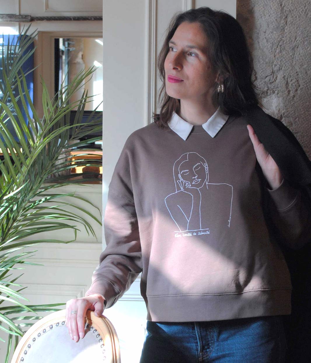 Sweat Thémis Marron, Coton Bio - Leonor Roversi