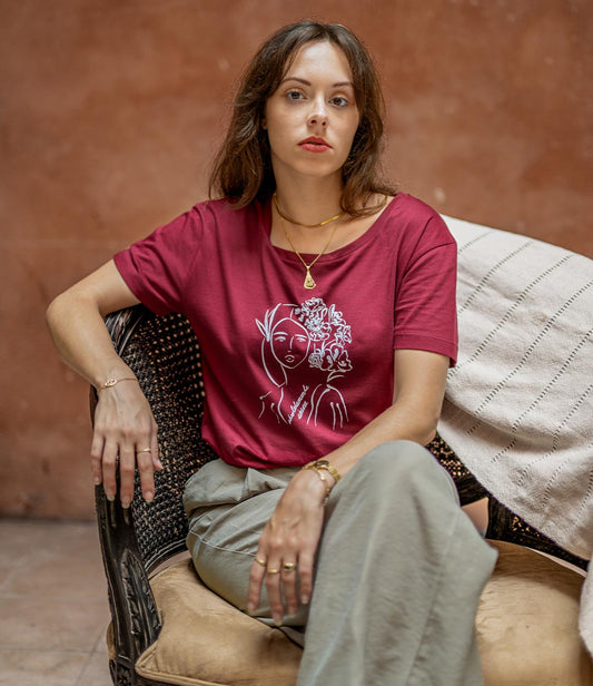 T-shirt Unica Bordeaux, Coton Bio - Leonor Roversi