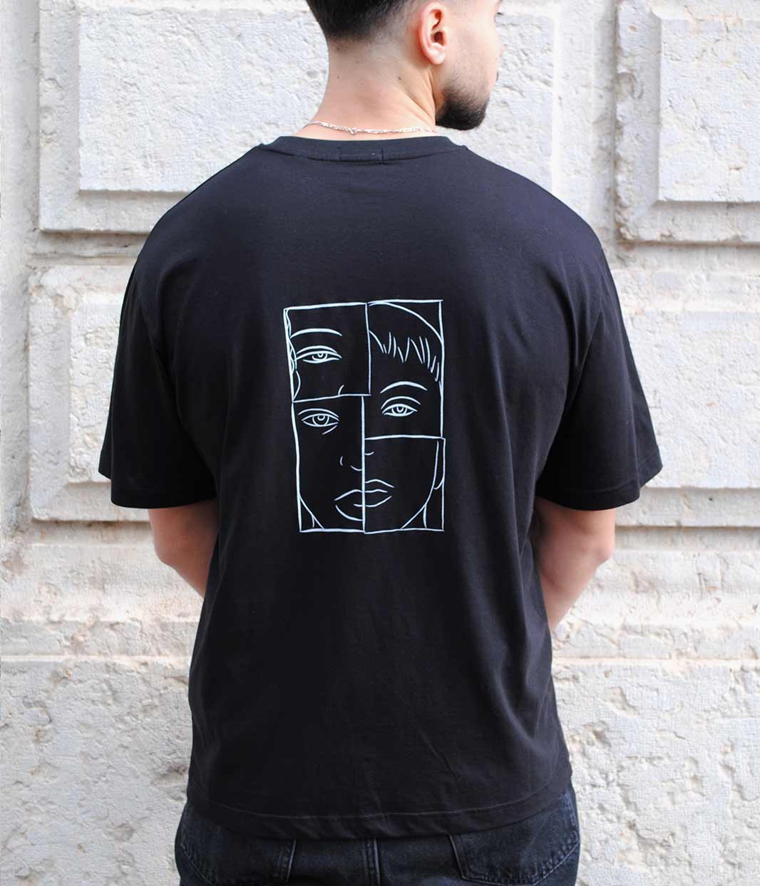 T-shirt Leonor X Sacha Noir, Coton Bio - Leonor Roversi