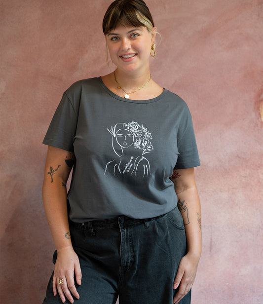 T-shirt Unica Gris, Coton Bio - Leonor Roversi