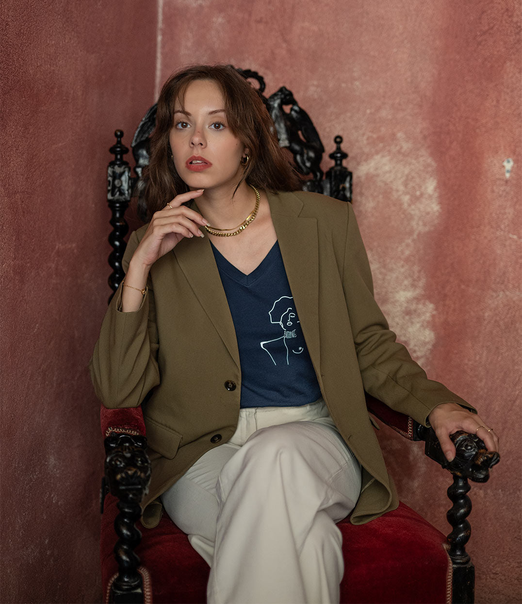 T-shirt Klimt Bleu Marine, Coton Bio - Leonor Roversi
