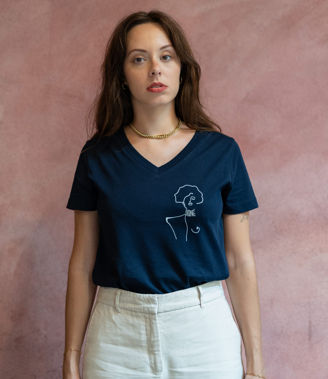 T-shirt Klimt Bleu Marine, Coton Bio - Leonor Roversi