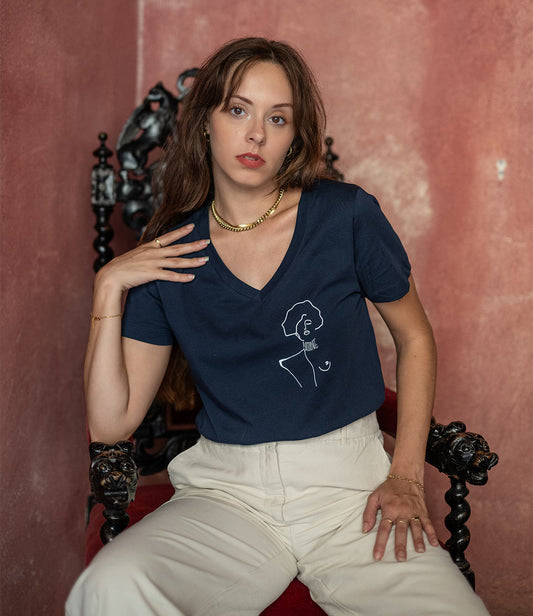 T-shirt Klimt Bleu Marine, Coton Bio - Leonor Roversi