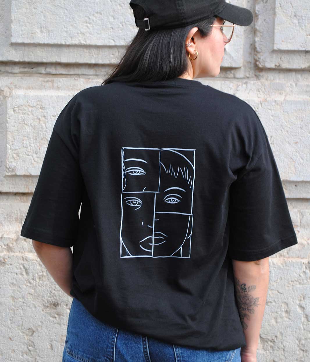 T-shirt Leonor X Sacha Noir, Coton Bio - Leonor Roversi