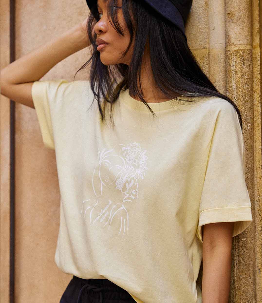 T-shirt Unica Jaune, Coton Bio - Leonor Roversi